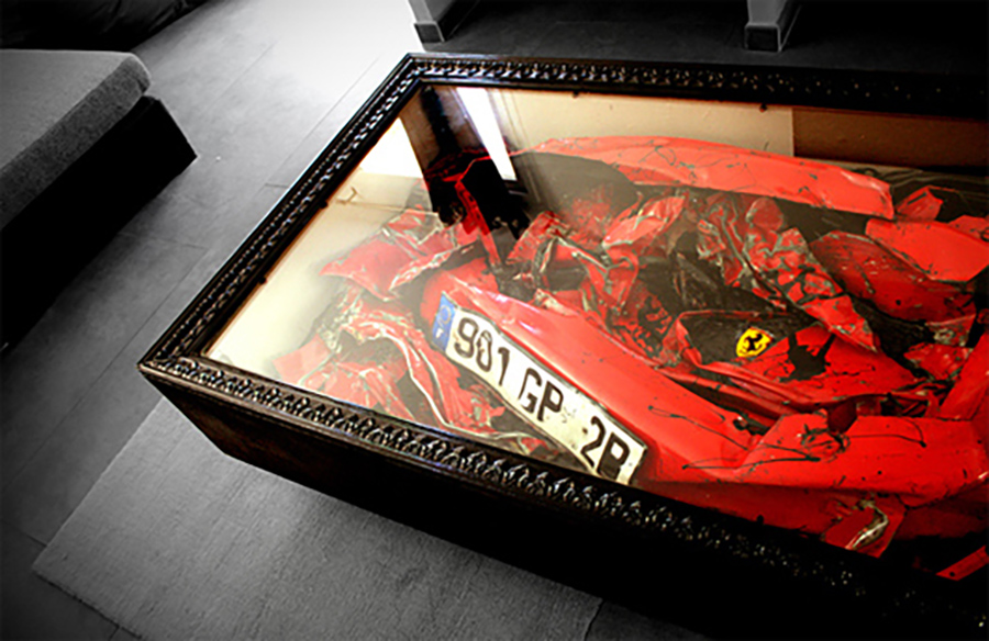 Unveiling Charly Molinelli's Crashed Ferrari Coffee Table: A Unique Blend of Art and Engineering